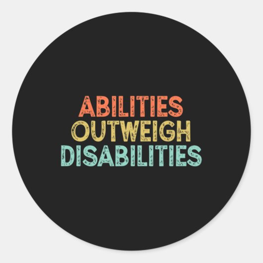 Vermogen weegt op tegen handicaps 8 ronde sticker (Voorkant)