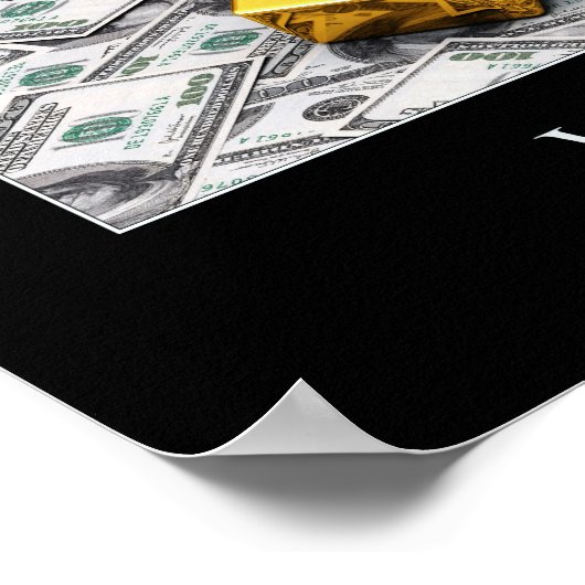 Vermogensgoederen - gouden leeuwen en dollarbiljet poster (Hoek)