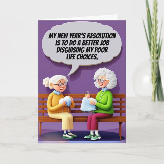 Vermomming van slechte keuzes in het nieuwe jaar kaart (Voorkant)