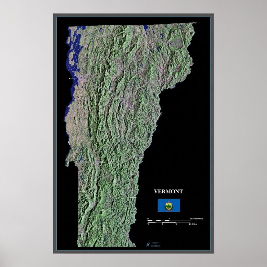 Vermont à partir d'une affiche satellite spatiale (Devant)