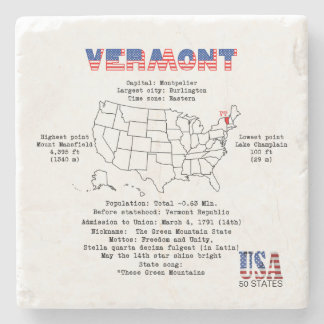 Vermont-Amerikaanse staat op een kaart en nuttige Stenen Onderzetter
