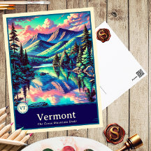 Vermont | Anime Stijl Cel Gearceerde Ansichtkaart