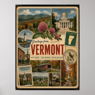 Vermont Authentieke Vintage Stijl Poster