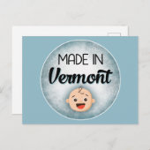 Vermont Baby Funny Blue New Boy Carte postale (Devant / Derrière)
