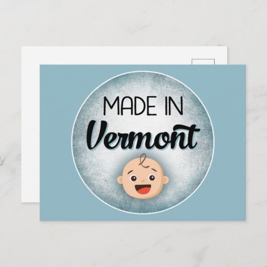 Vermont Baby Funny Blue New Boy Carte postale (Devant / Derrière)