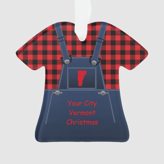 Vermont Bib Overalls Buffalo Plays Kerstmis Ornament (voorkant)