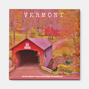 Vermont Covered Bridge - 2-inch Square Magnet Magneet