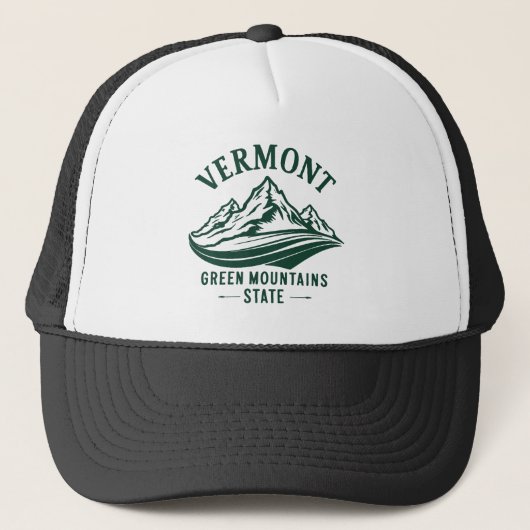 Vermont De staat Groen Berg Trucker Pet (Voorkant)