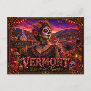 Vermont Día de los Muertos Retro Briefkaart