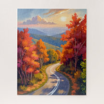 Vermont Fall Foliage Watercolor Landscape