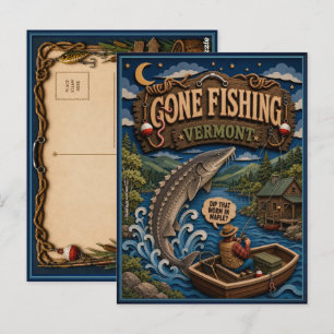 Vermont Gone Fishing Meer Steur Briefkaart
