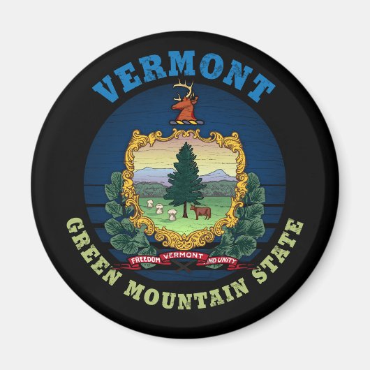 VERMONT GREEN MOUNTAIN STATE FLAG MAGNEET (Voorkant)