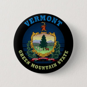 VERMONT GREEN MOUNTAIN STATE FLAG RONDE BUTTON 5,7 CM