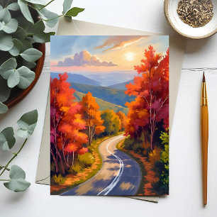 Vermont herfstloof aquarel landschap briefkaart