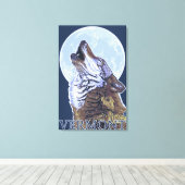 Vermont-Howling Wolf Canvas Afdruk (Insitu (Houten vloer))