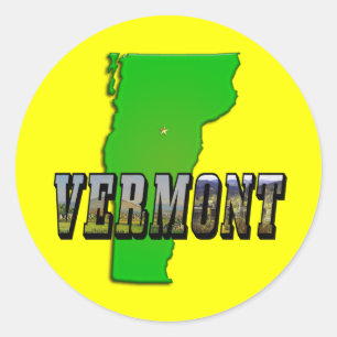 Vermont kaart overzicht en Afbeelding tekst Ronde Sticker