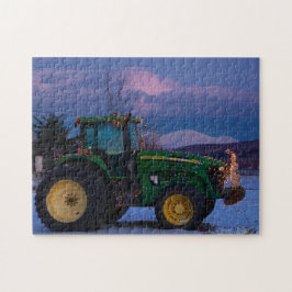 Vermont-kerstboom als tractor legpuzzel