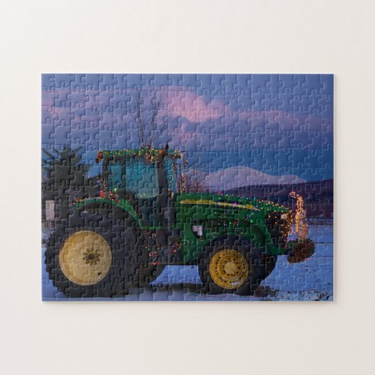 Vermont-kerstboom als tractor legpuzzel (Horizontaal)