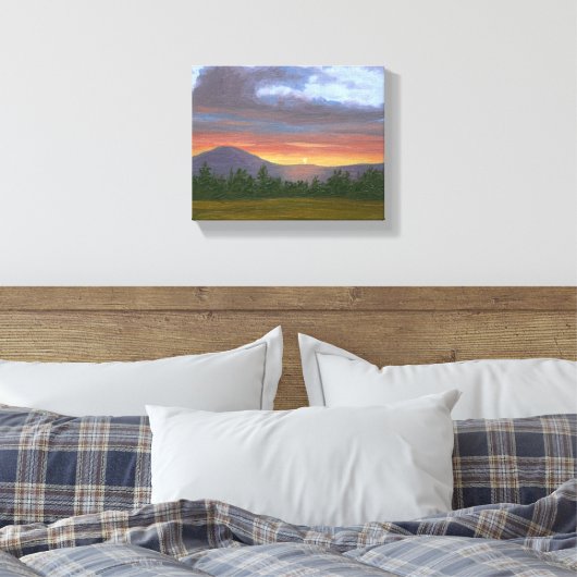 Vermont Mountain Sunset Landschap Canvas Print (Insitu (Slaapkamer))