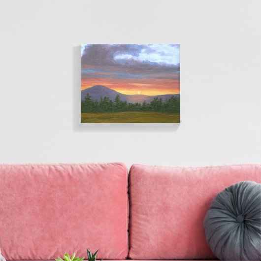 Vermont Mountain Sunset Landschap Canvas Print (Insitu (Woonkamer))