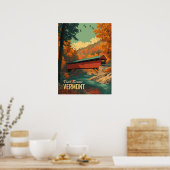  Vermont overdekte brug reizen Poster (Keuken)