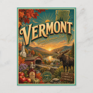 Vermont Retro Reis Souvenir Prentbriefkaart Briefkaart