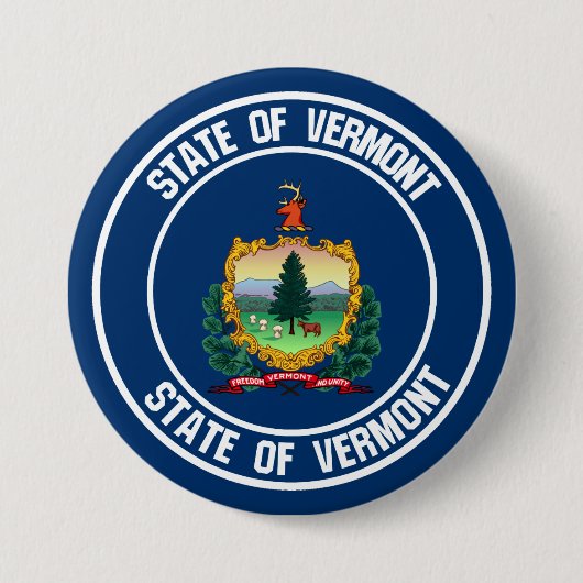 Vermont Round Emblem Ronde Button 7,6 Cm (Voorkant)
