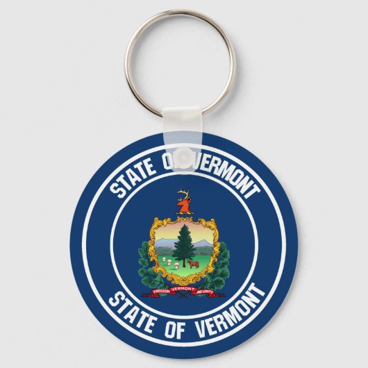 Vermont Round Emblem Sleutelhanger (Voorkant)