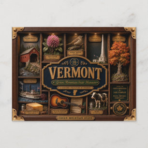 Vermont Shadow Box 3D Figuur Staat Briefkaart