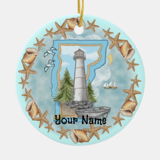 Vermont Shells Lighthouse Ornament (Voorkant)