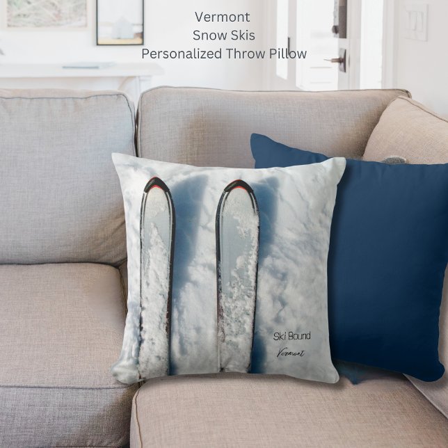 Vermont Snow Skis Sierkussen (Vermont Snow Skis Personalized Throw Pillow)