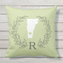 Vermont-staatskaart met bladmonogram buitenkussen