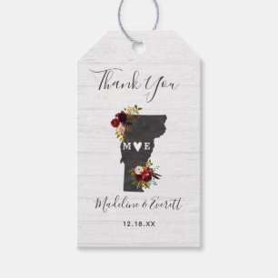 Vermont State Bestemming Rustieke bruiloft Dank u Cadeaulabel