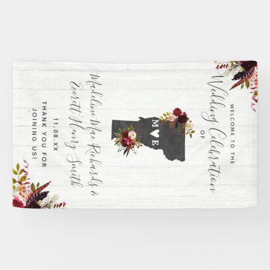 Vermont State Bestemming Rustieke bruiloft Welkom Spandoek (Horizontaal)