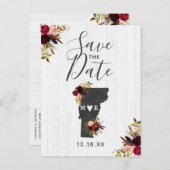 Vermont State Destination Rustic De datum opslaan Aankondigingskaart (Voorkant / Achterkant)