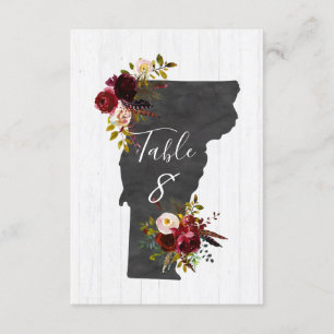 Vermont State Destination Wedding Table Numbers Kaart