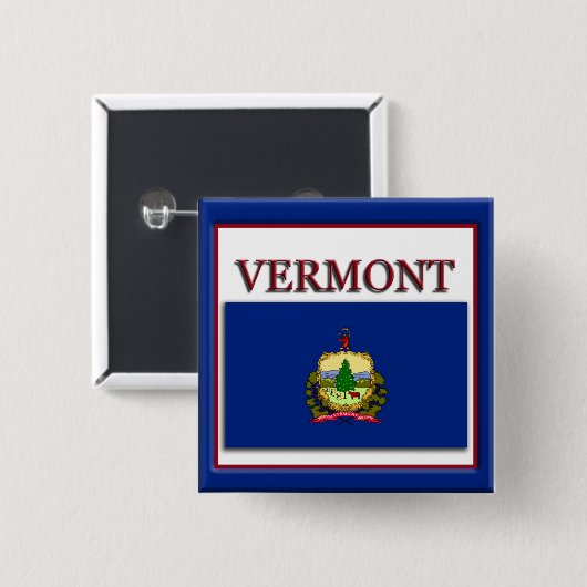 Vermont State Flag Design Button (Voorkant /achterkant)