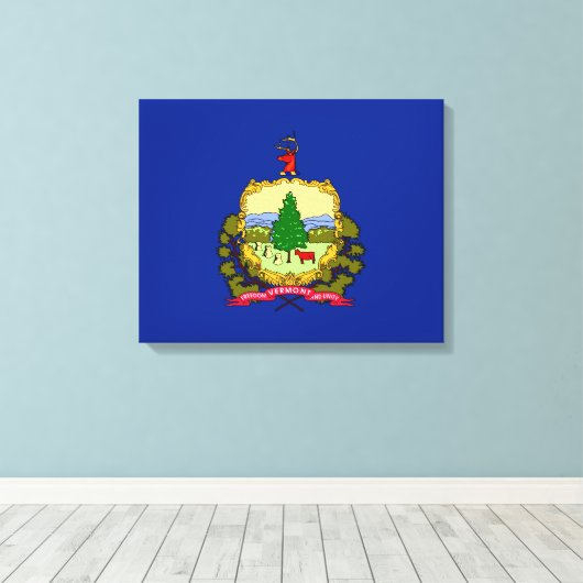 Vermont State Flag Design Decor Canvas Afdruk (Insitu (Houten vloer))