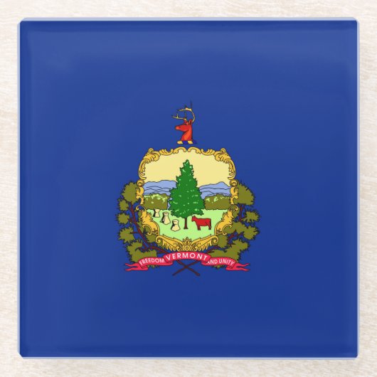Vermont State Flag Design Decor Glazen Onderzetter (Voorkant)