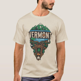 Vermont State Heritage Green Mountain Lake Art T-shirt