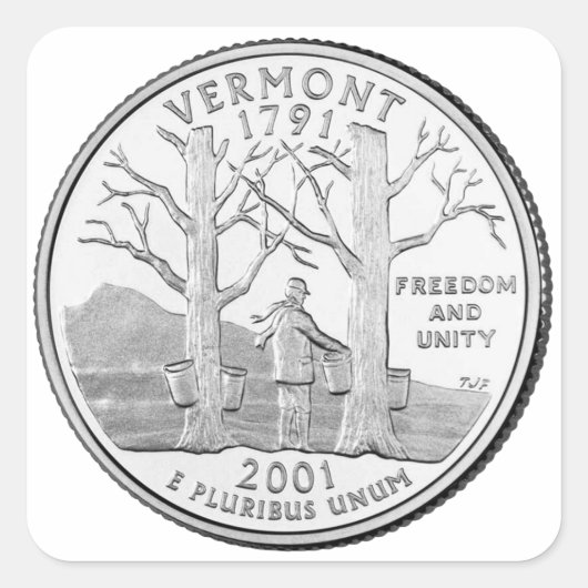 Vermont State Quarter Vierkante Sticker (Voorkant)