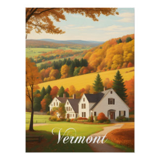 Vermont USA Autumn Scene Perfect Poster
