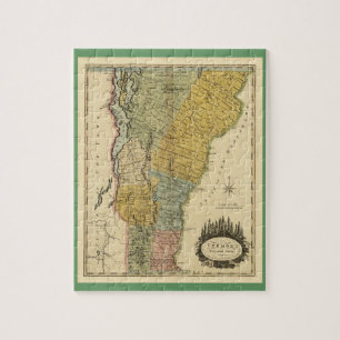 Vermont, van de werkelijke enquête - kaart 1814 legpuzzel