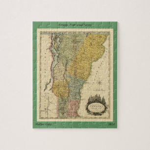 Vermont, van de werkelijke enquête - kaart 1814 legpuzzel