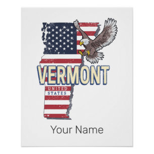 Vermont Verenigde Staten Retro State Kaart Vereni Perfect Poster