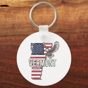 Vermont Verenigde Staten Retro State Kaart Vereni Sleutelhanger
