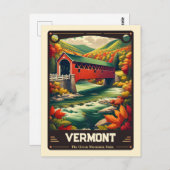 Vermont | Vintage van patriottische spirit Briefkaart (Voorkant / Achterkant)