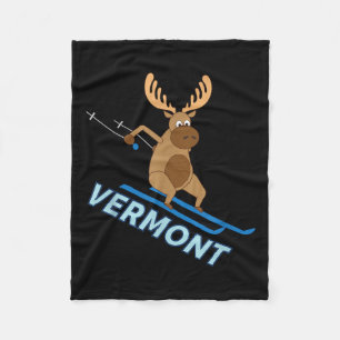Vermont _ Vt Skiing Moose Winter Shirt Fleece Deken