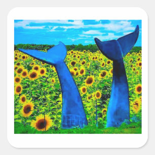 Vermont Walvisstaarten met Zonnebloemen Sticker