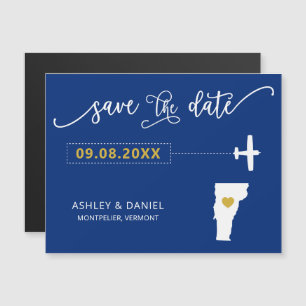 Vermont Wedding Save the Date Kaart, Map Magnetische Uitnodiging